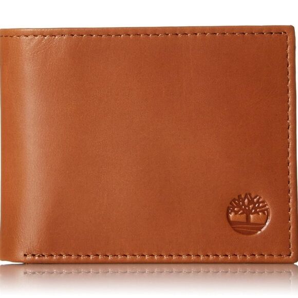 Timberland Men's Tan Genuine leather wallet removable Pass case - Picture 3 of 10